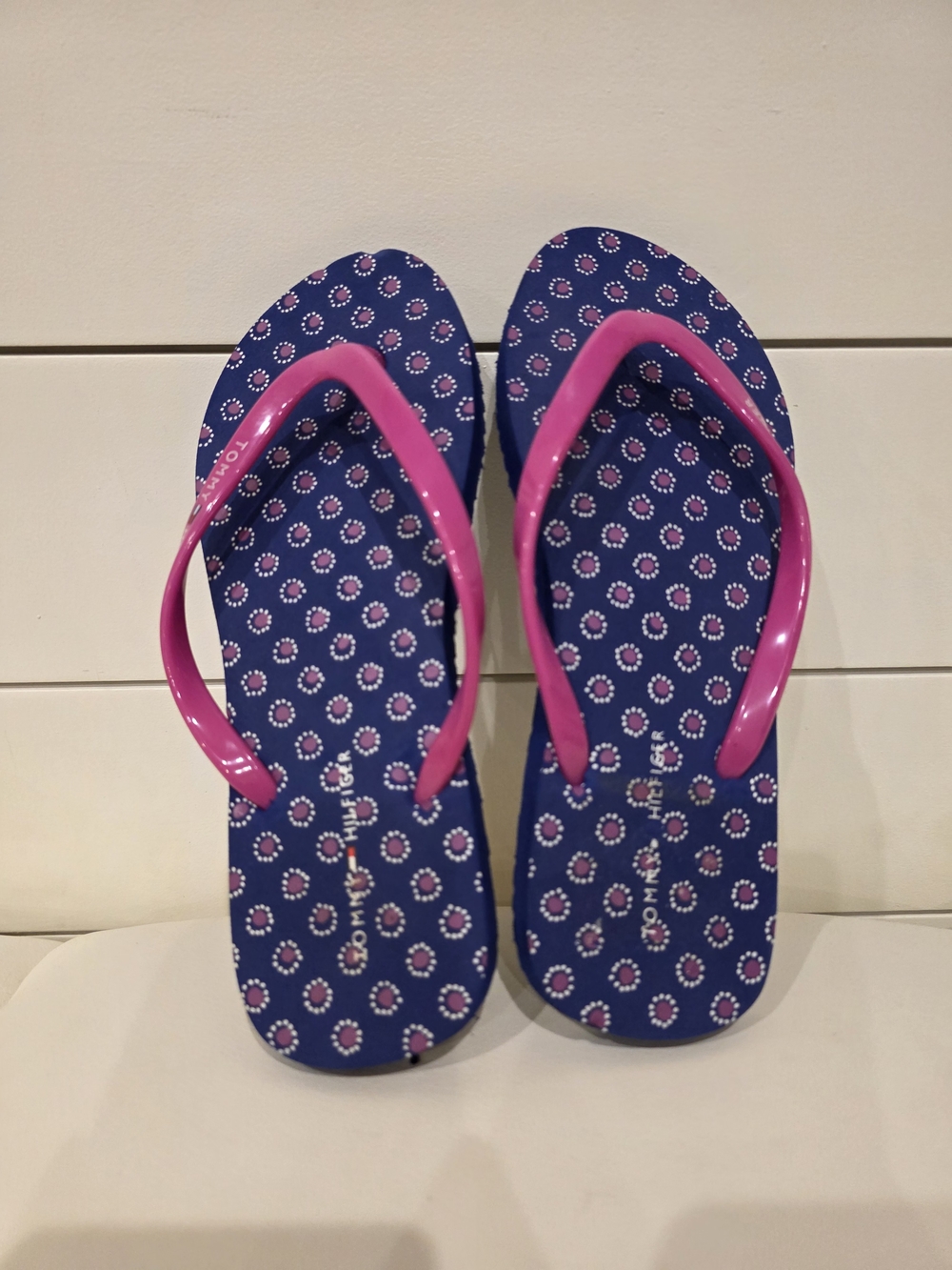 Tommy Hilfiger Blue Flip Flop Sandals with Pink Straps